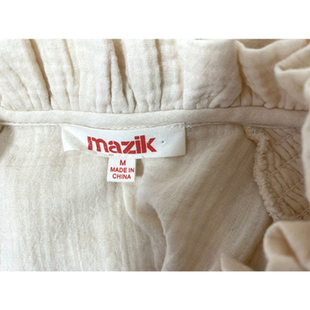 Mazik Blouse Women's Sz M Light Peach V-Neck 100% Cotton Ruffles Pullover - Picture 9 of 11